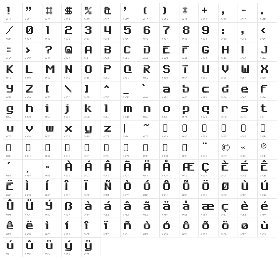 SixEightZeroNineChargen-Regular Character Map