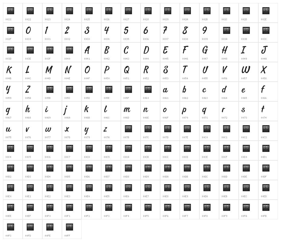 Sixty Nine Character Map