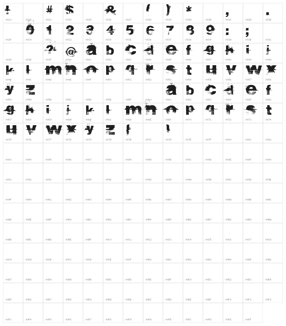 sidewalk Character Map