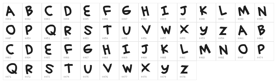 simplehand Character Map