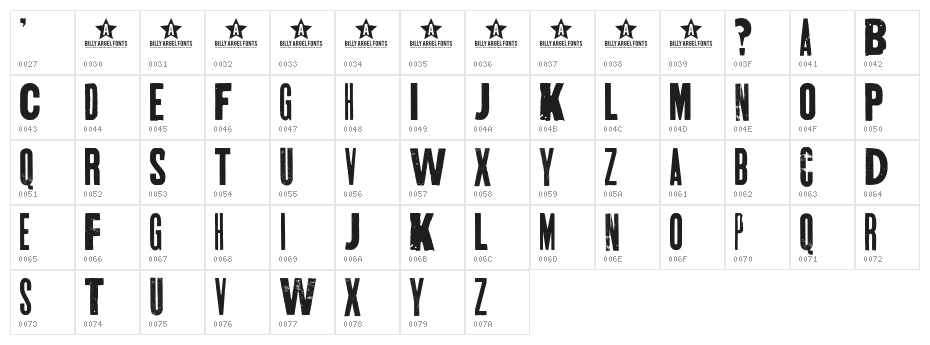 SKTANDDESTROY Character Map