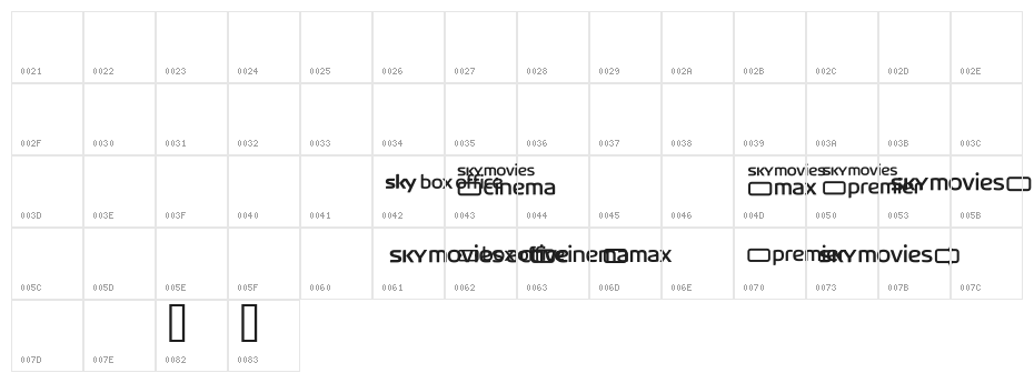 SKYfontmovies Character Map