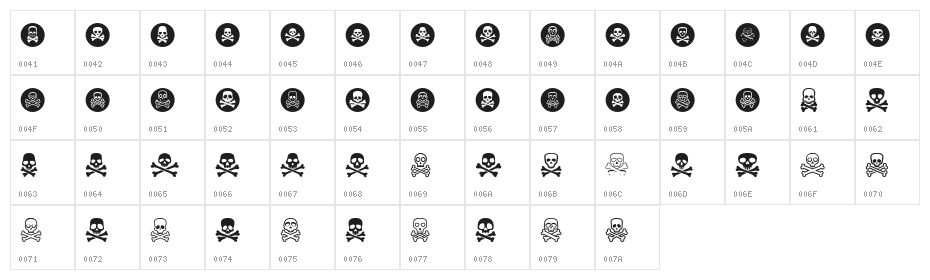 Skallen Regular Character Map