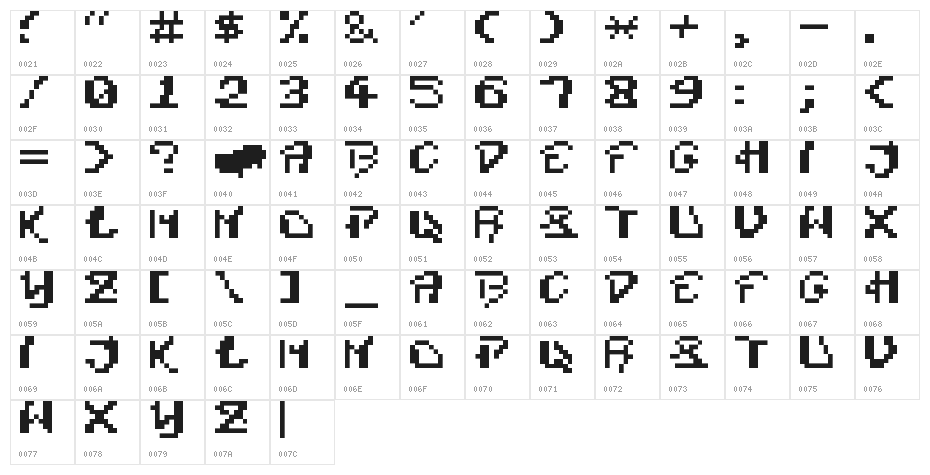 Skate Rock Regular Character Map