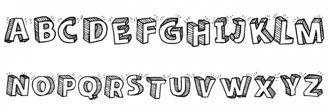 Sketch 3D Schriftart Groß