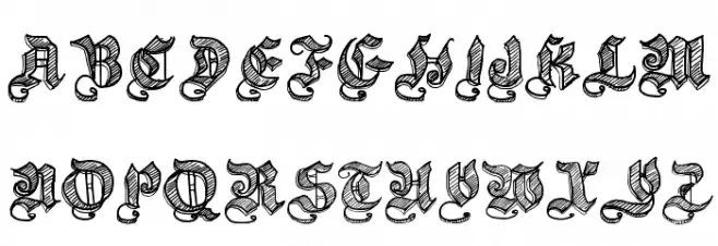 Sketch Gothic School Schriftart Groß