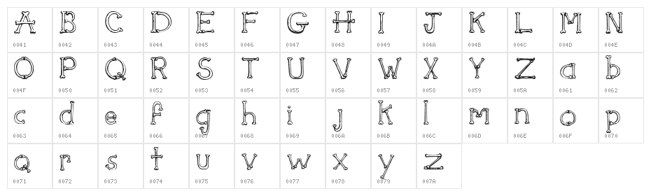 SketchBones Character Map