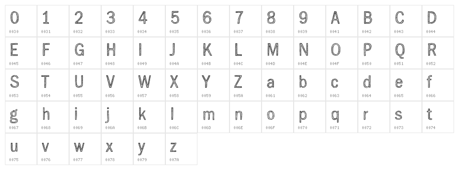 SketchGothic-Light Character Map