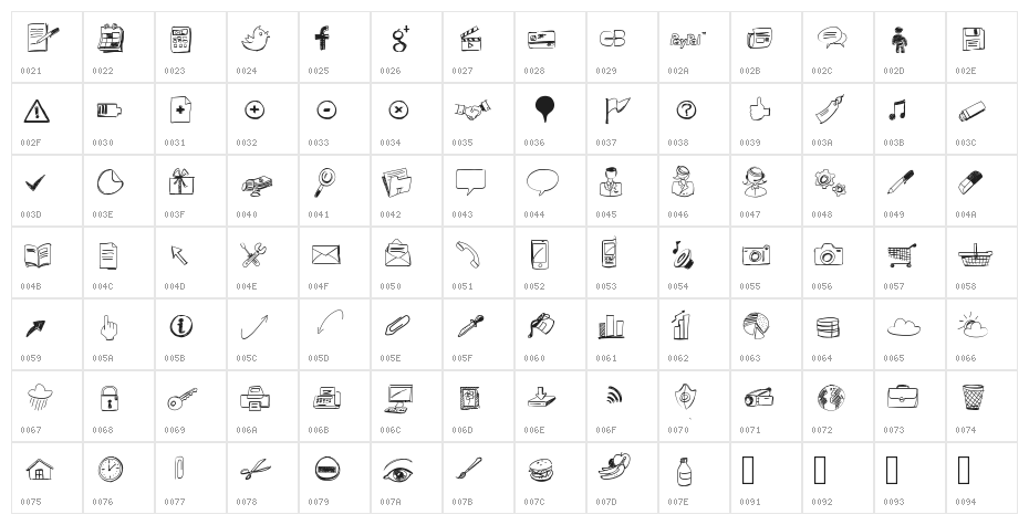 SketchIconsbold Character Map