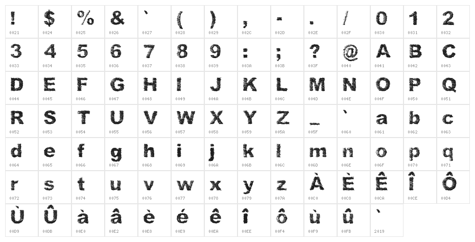 SketchMe Regular Character Map