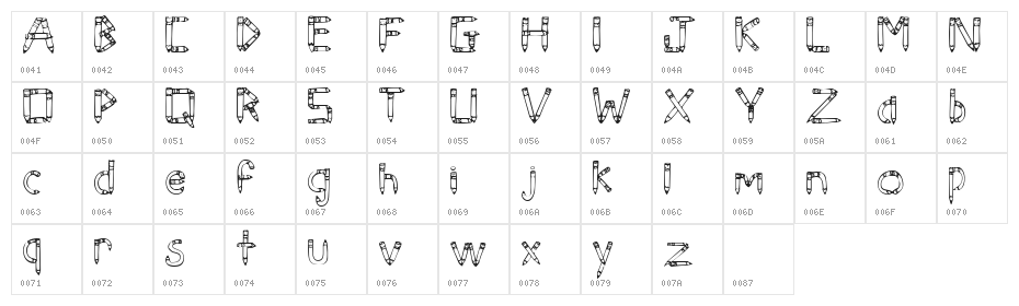 SketchPencils Character Map