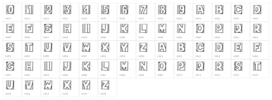 SketchbookPaper Character Map