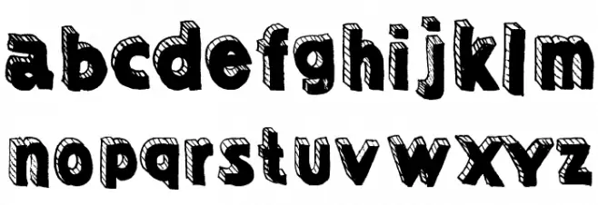Sketched3dDEMObyMartavanE Schriftart Kleinbuchstaben