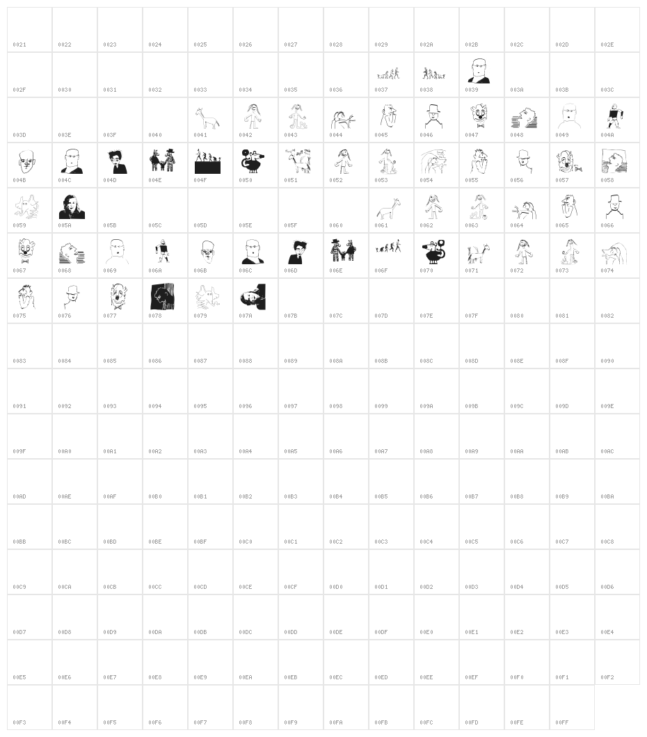 SketchedBats Character Map