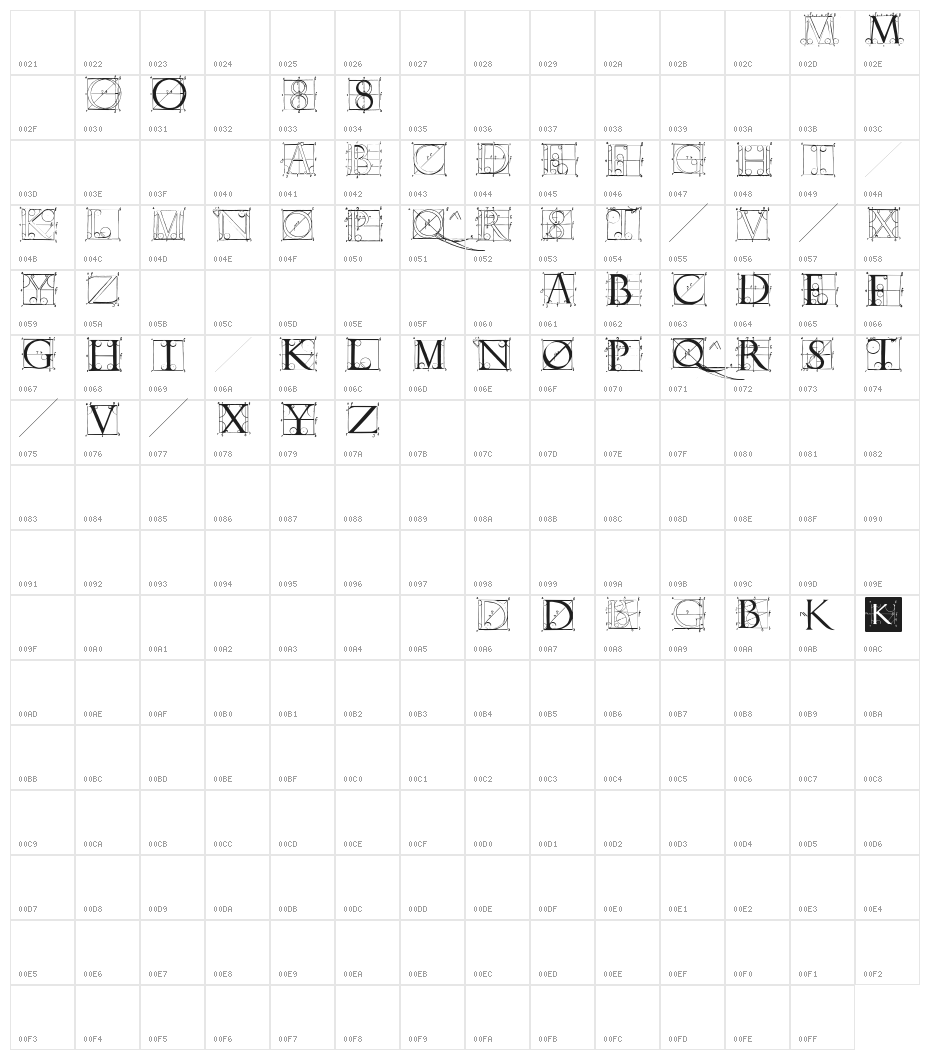 SketchesByDuerer Character Map