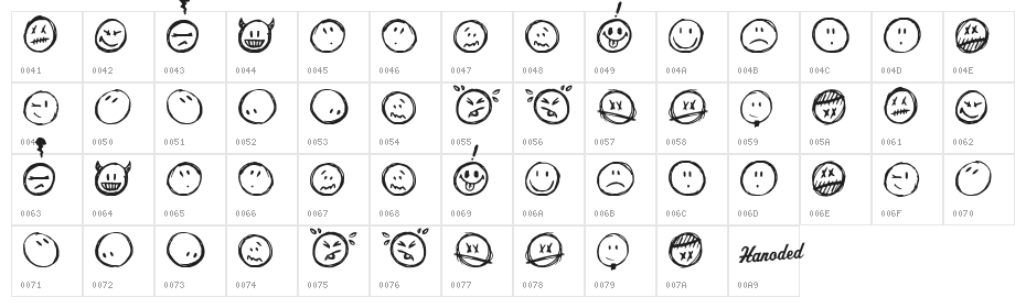 Sketchy Smiley Character Map