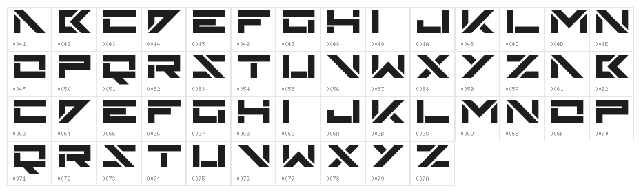 Skinz Regular Character Map