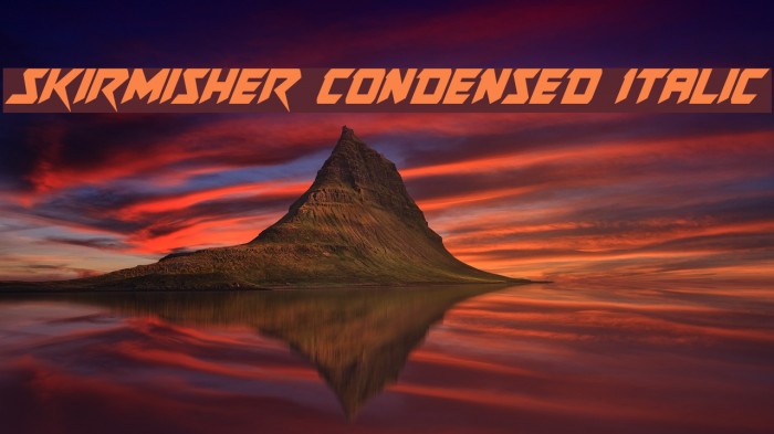 Skirmisher Condensed Italic Font examples