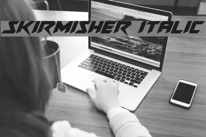 Skirmisher Italic Font examples