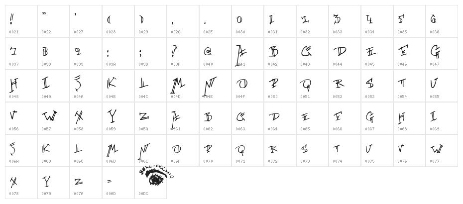 SkirtAndTrousersTitling Character Map