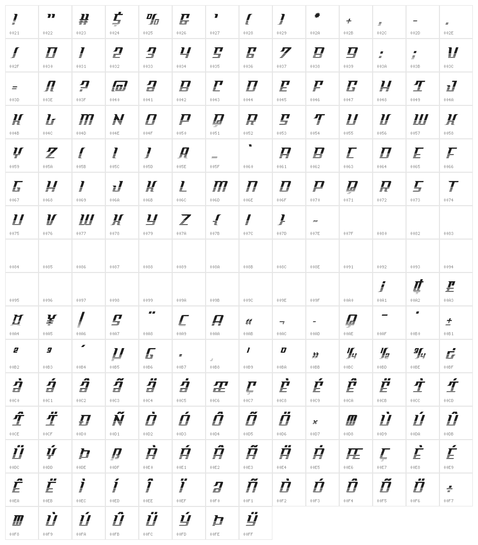 Sky Cab Halftone Character Map