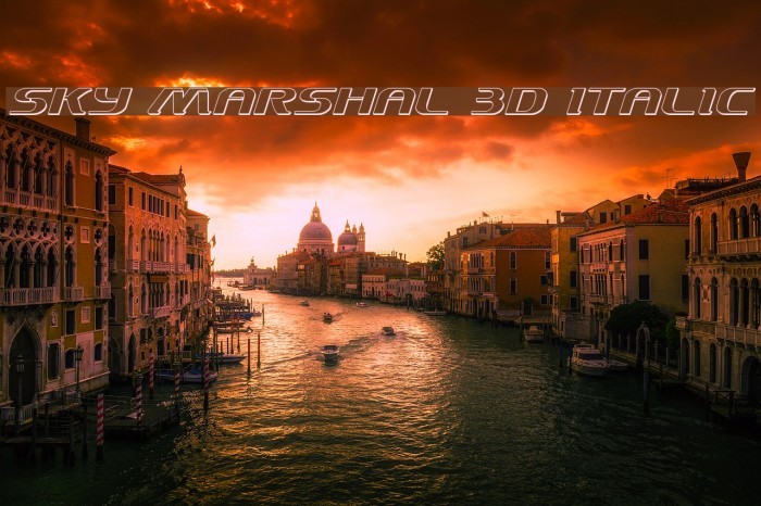 Sky Marshal 3D Italic Font examples
