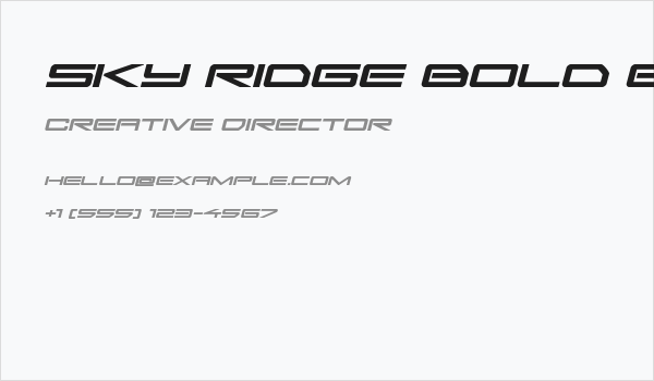 Sky Ridge Bold Expanded Italic Business Card