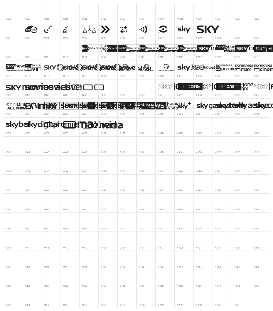 Sky TV Channel Logos Character Map
