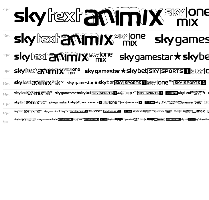 Sky TV Channel Logos Waterfall