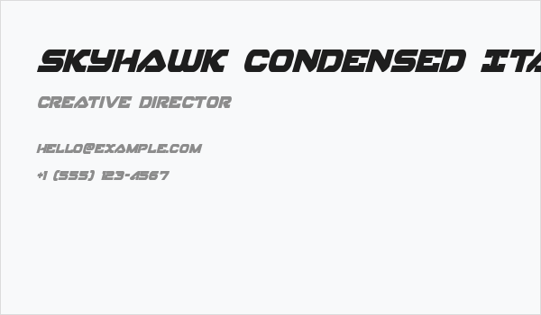Skyhawk Condensed Italic Business Card