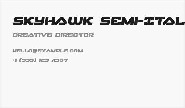 Skyhawk Semi-Italic Business Card