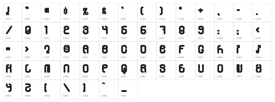 Skylab 600 Character Map