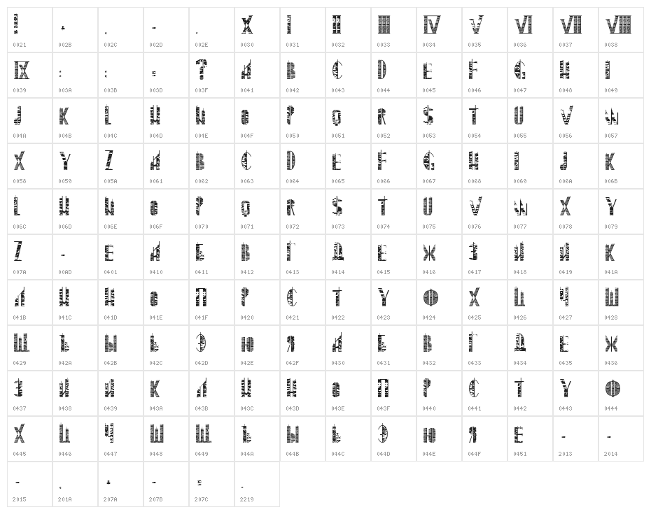 Skyscraper Character Map