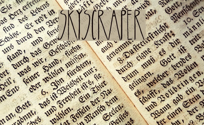 Skyscraper Font examples