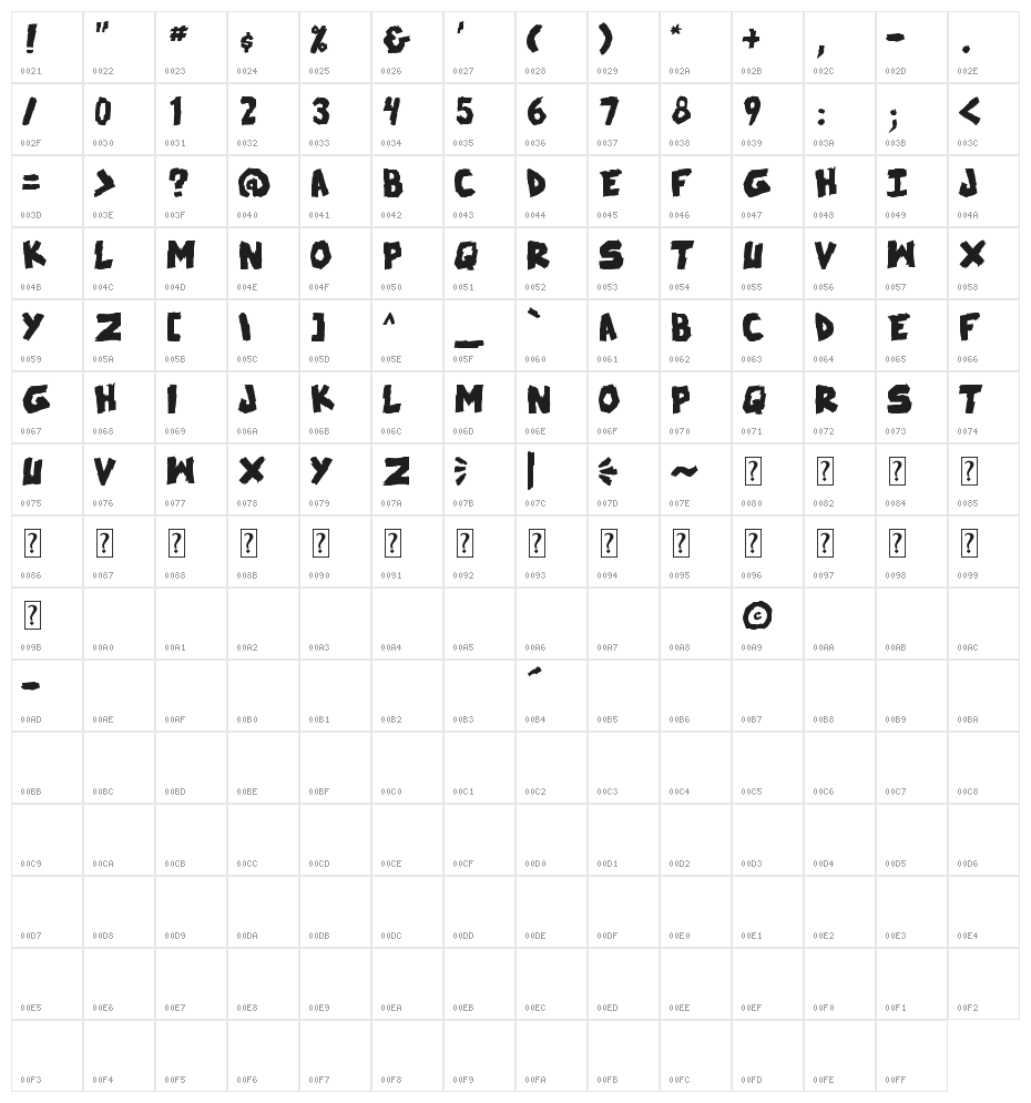 skrunch Bold Character Map