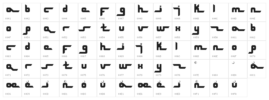 SL Drops Of Moonlight Character Map