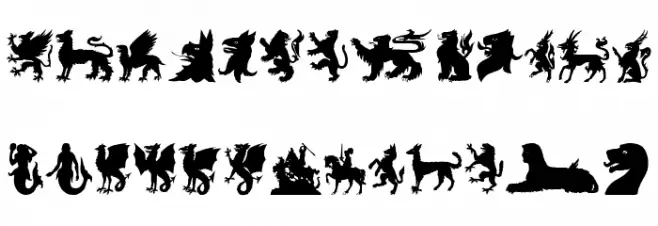 SL Mythological Silhouettes Font UPPERCASE