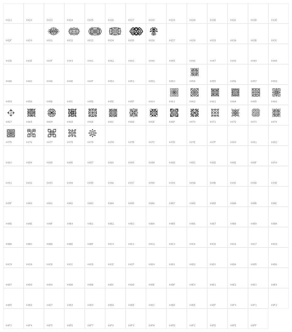 SL Square Ornaments Character Map