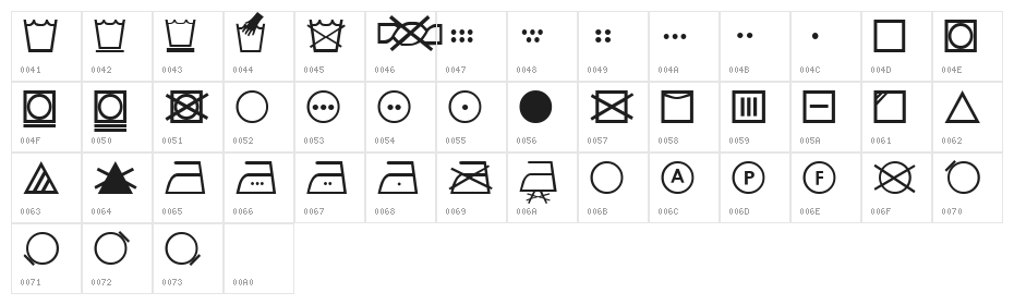 SL Wash Character Map