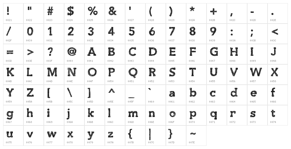 SlabThing Character Map