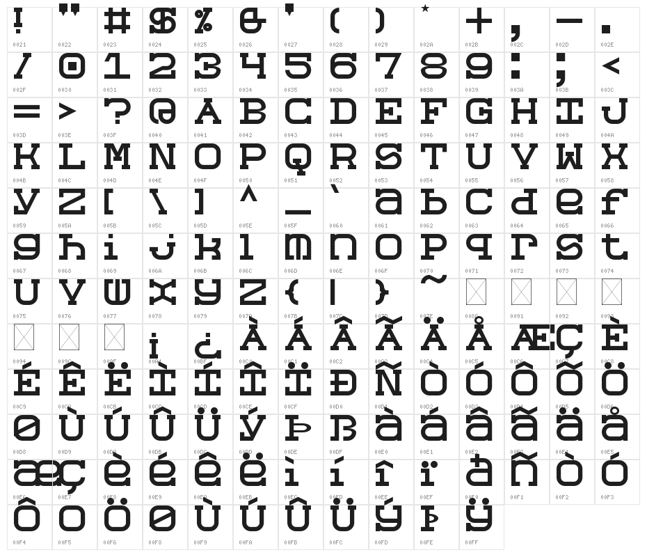 Slabberton Regular Character Map
