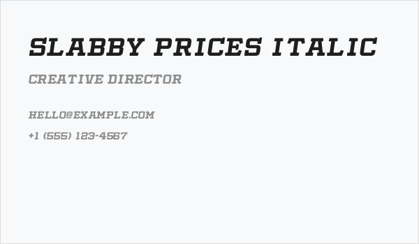Slabby Prices Italic Business Card