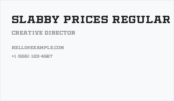 Slabby Prices Regular Business Card