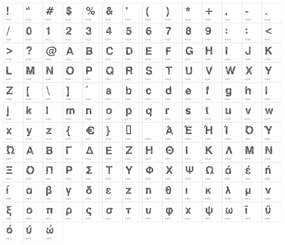 Slang King Bold Character Map