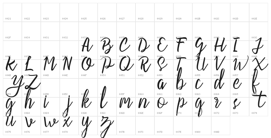 Slash Regular Character Map