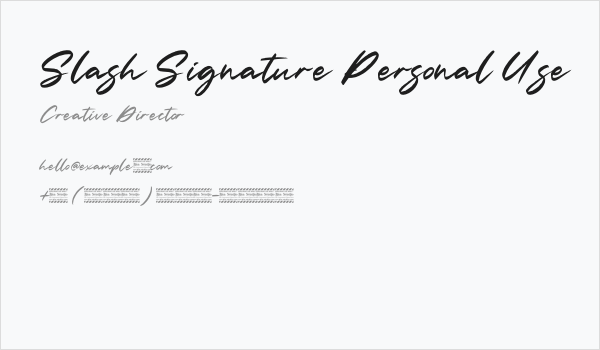 Slash Signature Personal Use Business Card