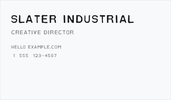 Slater Industrial Business Card
