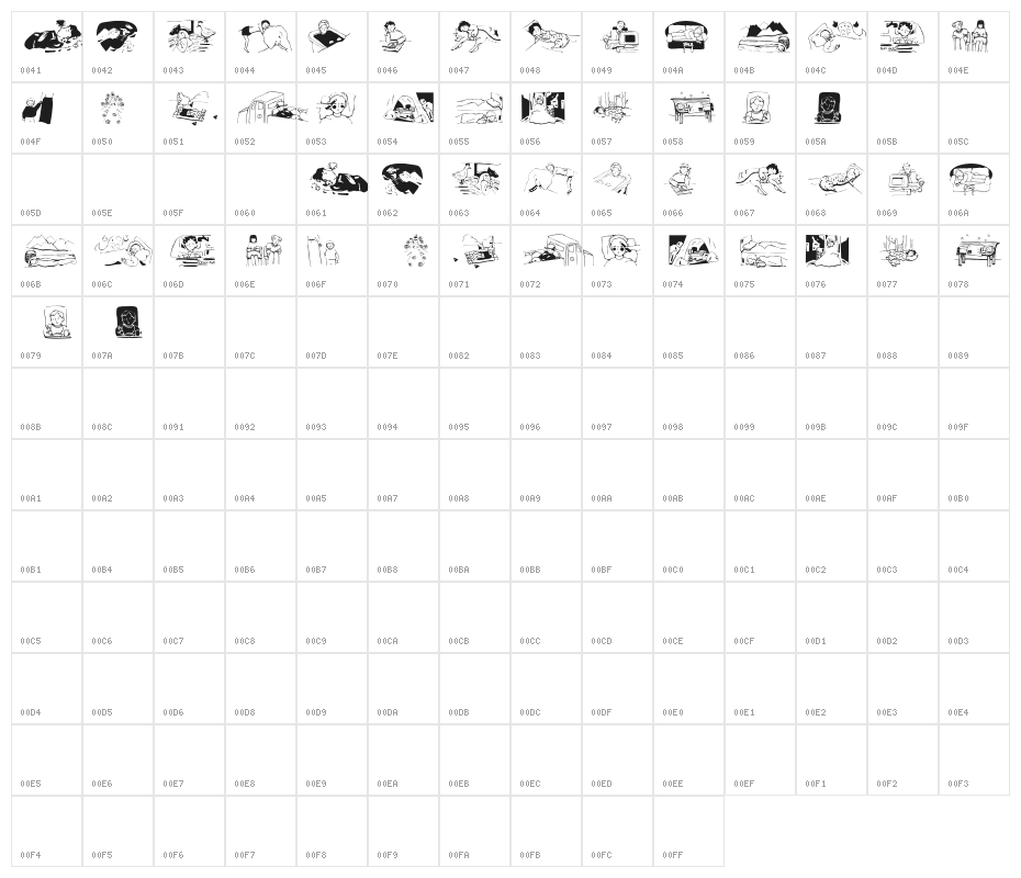 Sleeeeep Character Map