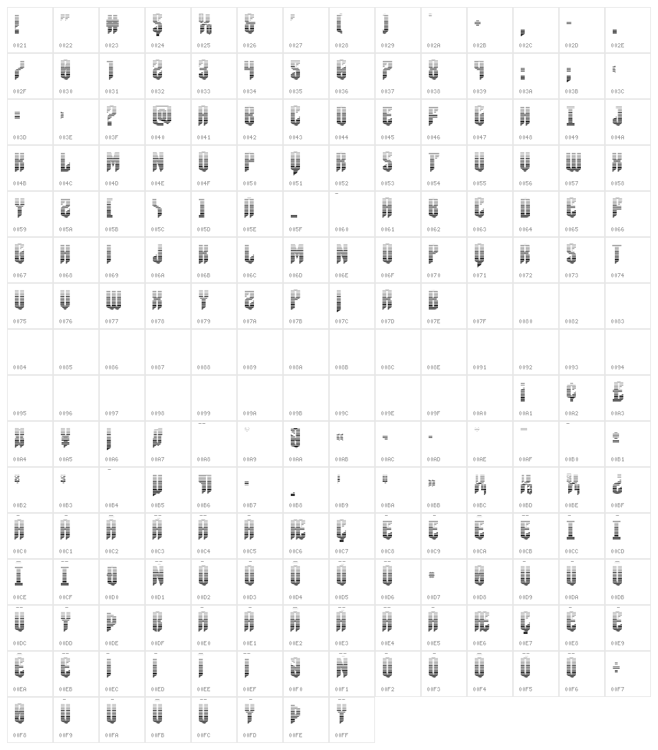 Sleigher Gradient Character Map