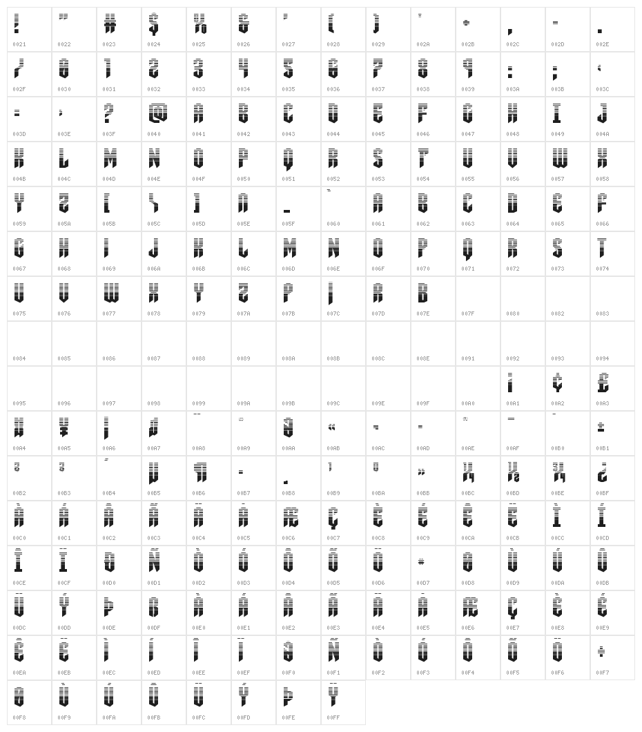 Sleigher Halftone Character Map